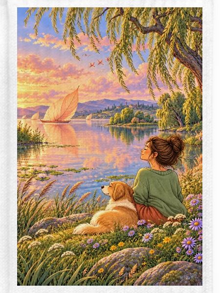 Frau und Hund am Traumsee