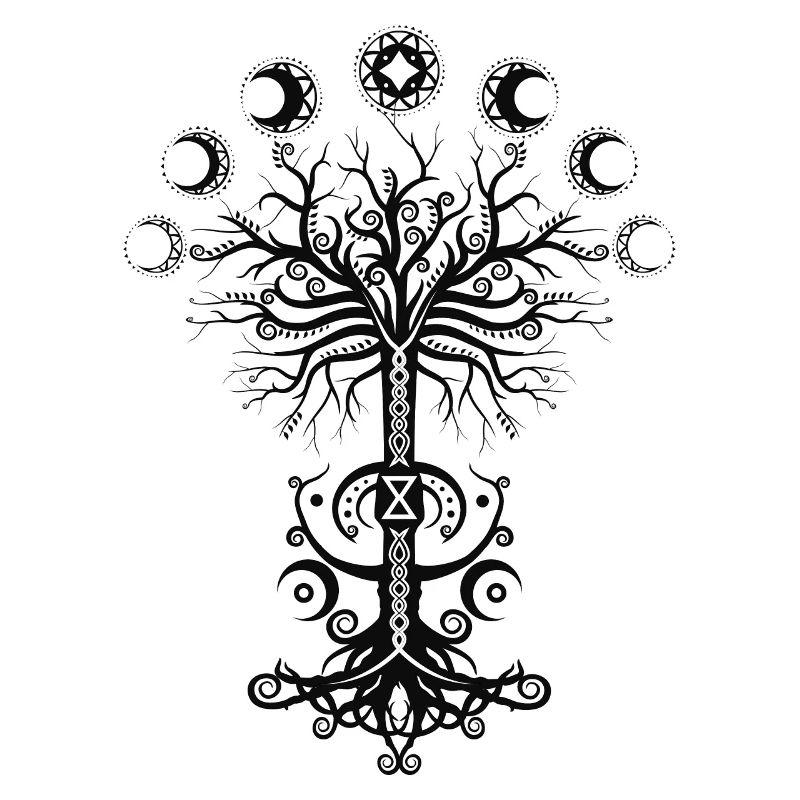 Ygdrassil Moon Phase Lebensbaum Occult Pagan