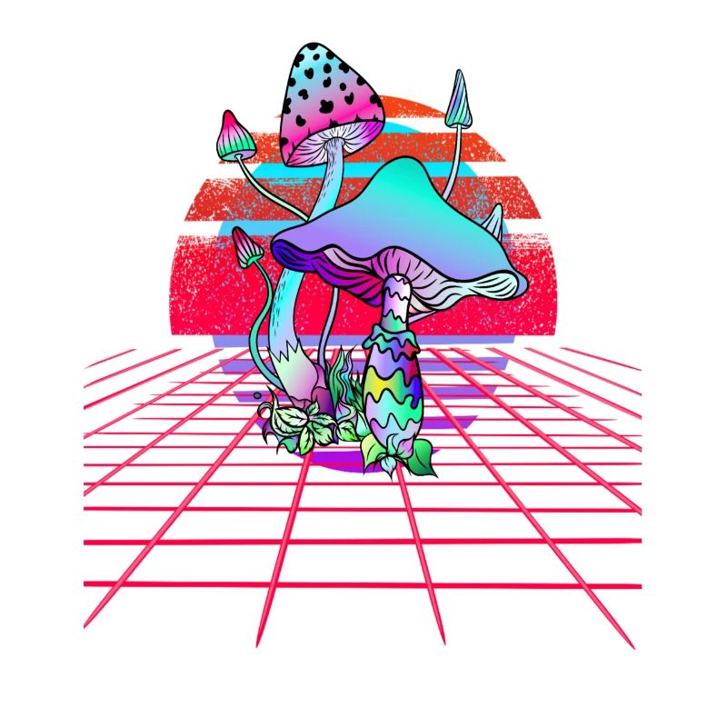 Champignons Psychédéliques - Retro Wave Sunset