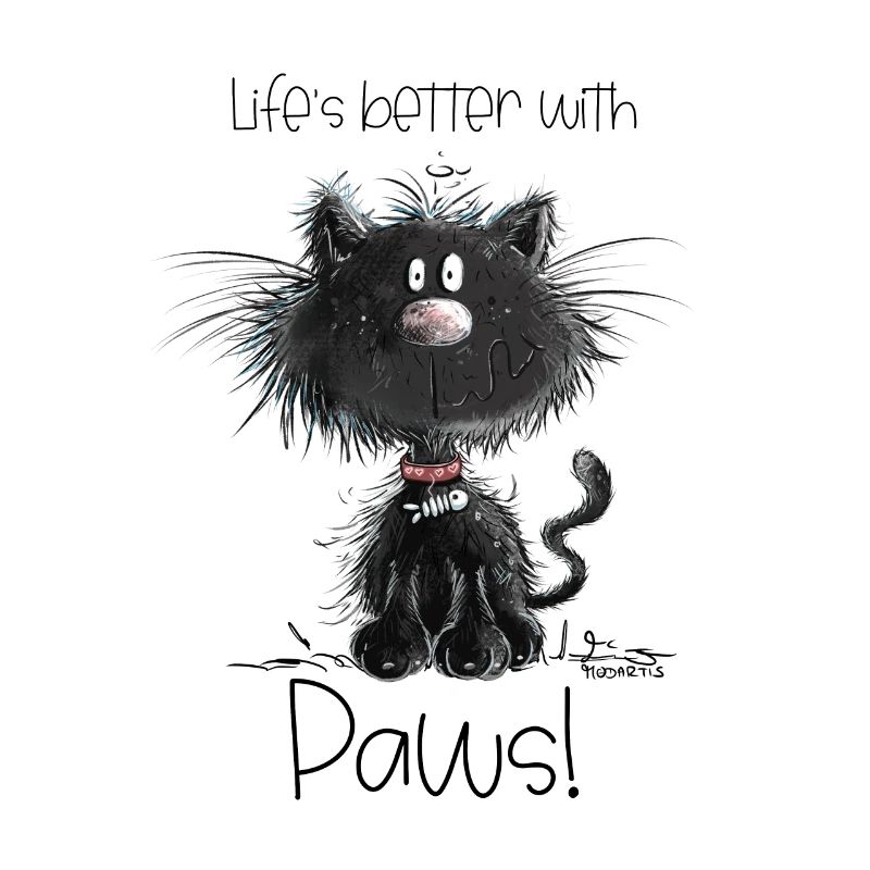 Drollige Schwarze Katze Mit Katzen Spruch