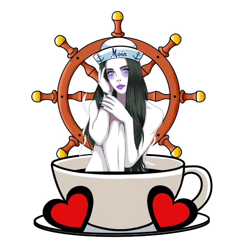 Kaffee Pause Seemann Matrosen Mädchen maritim Moin