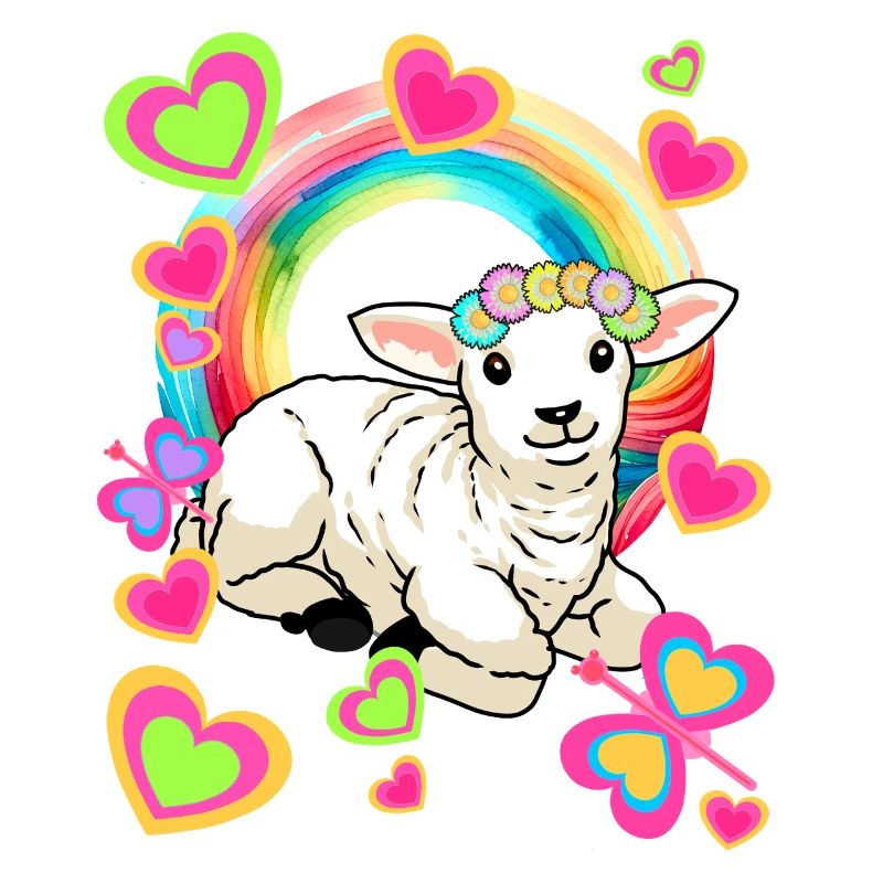Rainbow Sheep Sheep Easter Easter Lamb Child