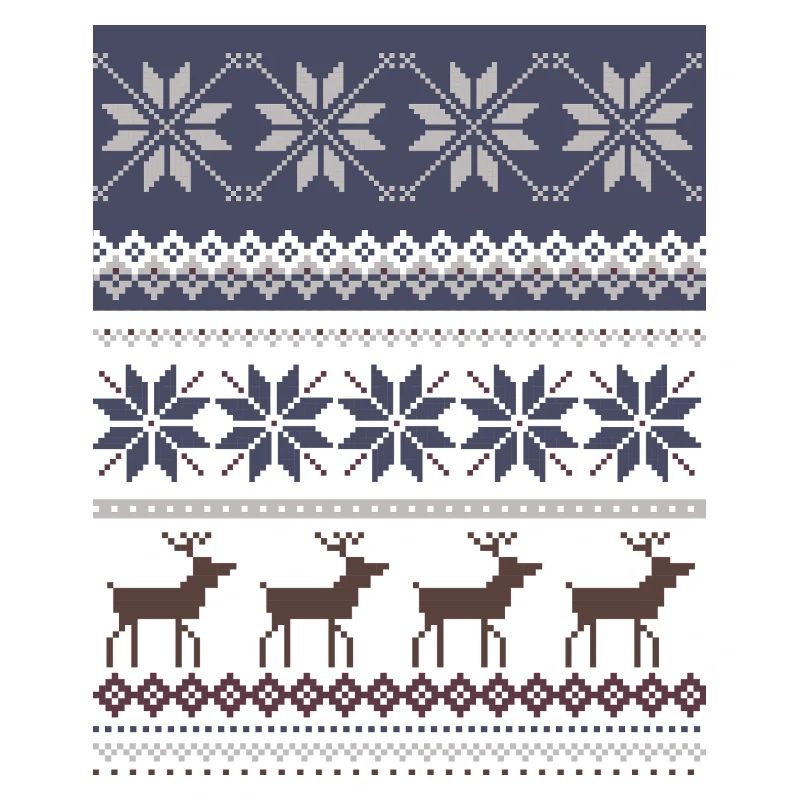 Winter Reindeer and Snowflakes Pattern