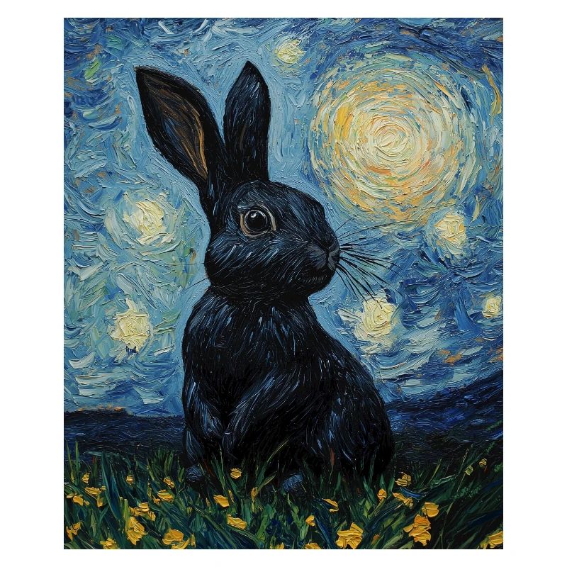Bunny Van Gogh Style Starry Night