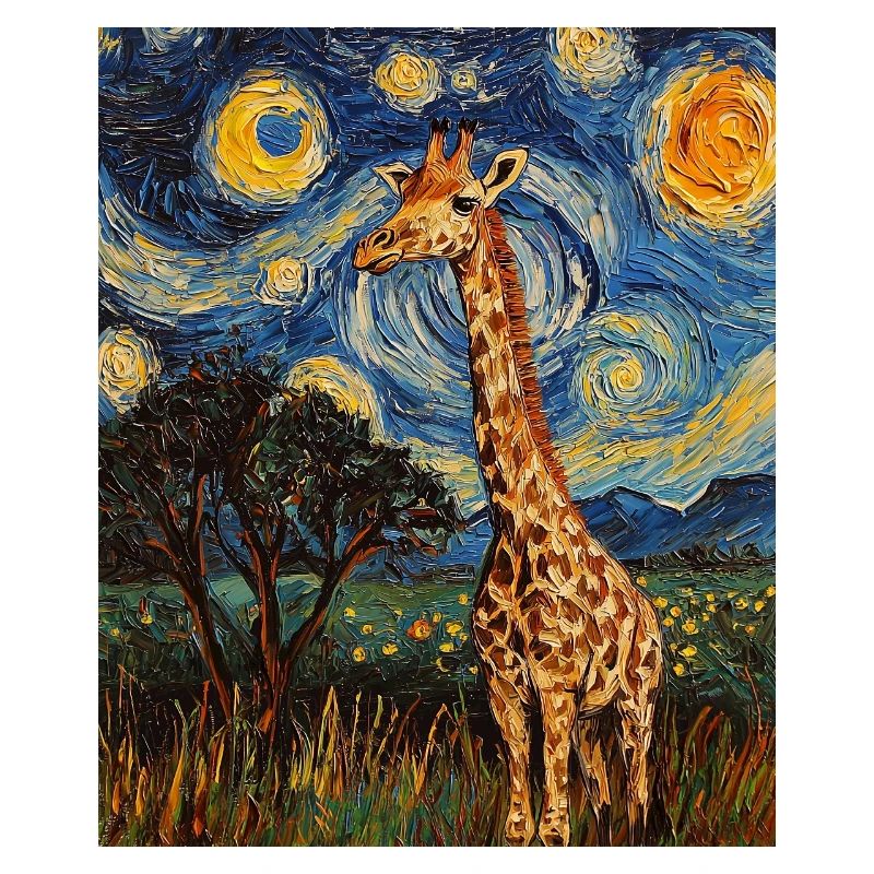 Giraffe Van Gogh Style Starry Night