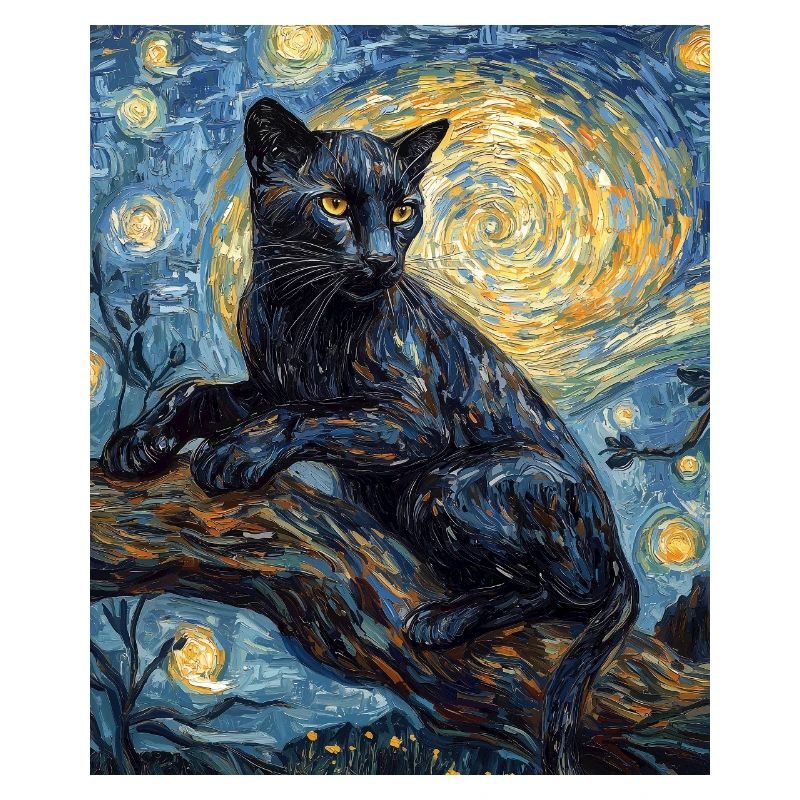 Panther Van Gogh Style Starry Night