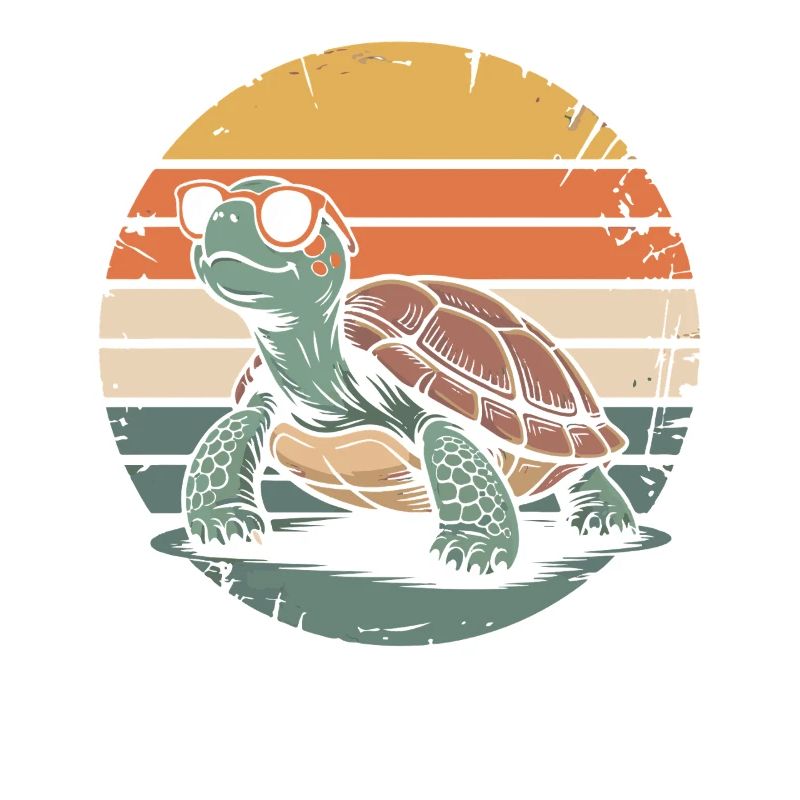 Retro turtle at sunset