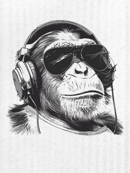 Affe DJ mit Kopfhörern