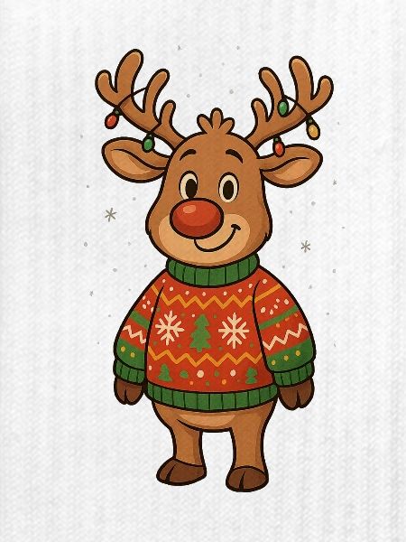 Winterhirsch im Weihnachtspullover