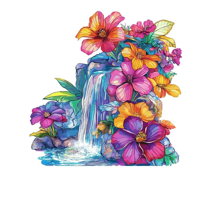 Cascade de fleurs à la cascade