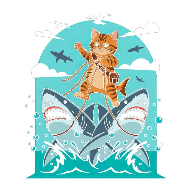 Chatons sur des aventures de requins
