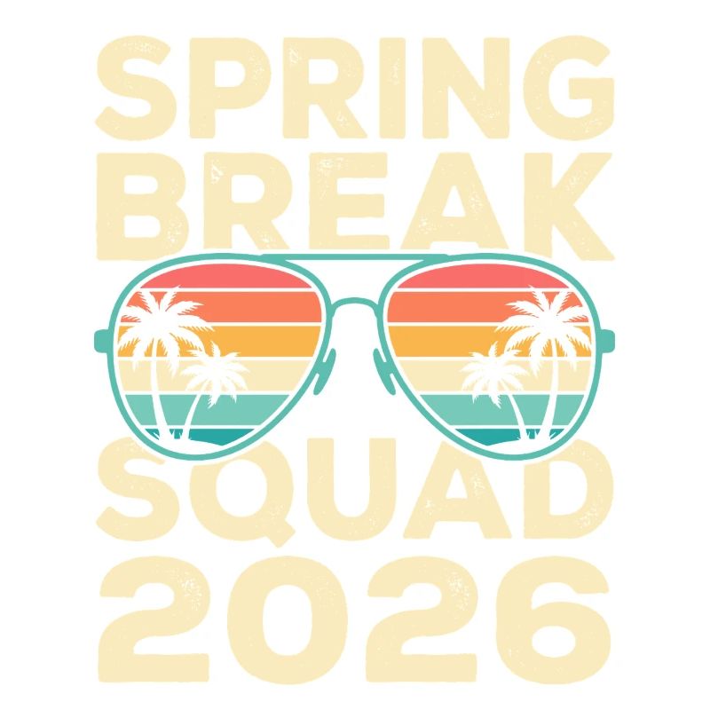 Spring Break Squad 2026 Retro Palm Tree Design