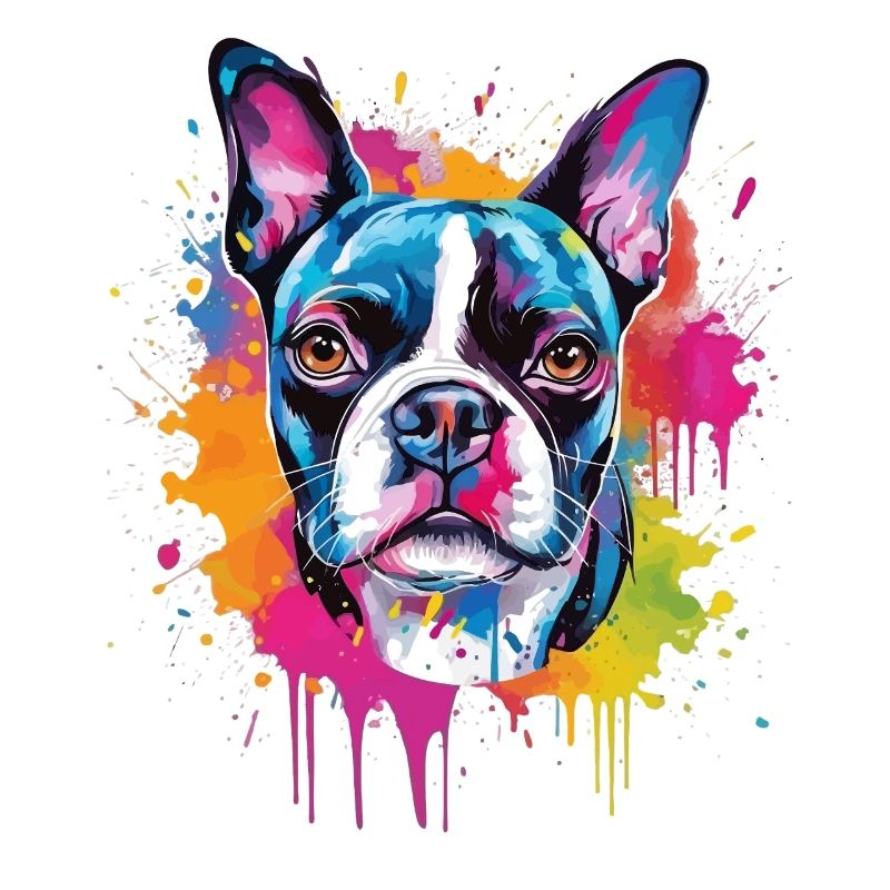 Art coloré de chien Boston Terrier éclaboussuré
