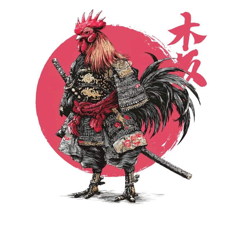 Rooster Samurai Armor Illustration