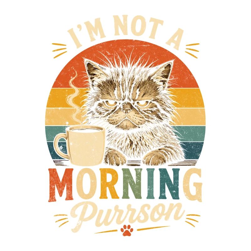 Morgenmuffel Katze mit Kaffee