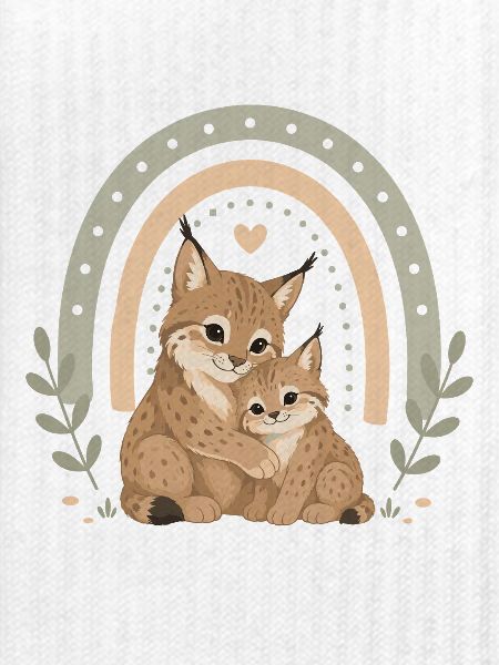 Luchs Familie mit Boho Regenbogen