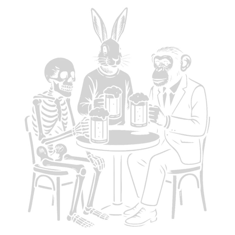 Pub Night Trio: Skeleton Rabbit and monkey