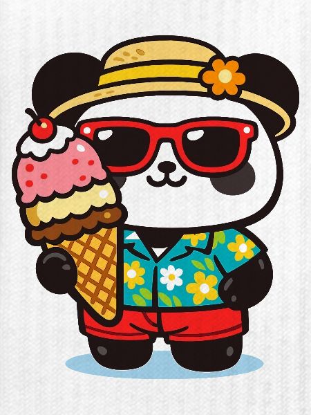 Panda Surf mit Eis
