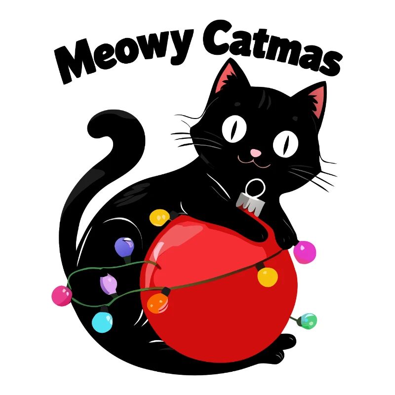 Meowy Catmas - Katze mit Weihnachtskugel