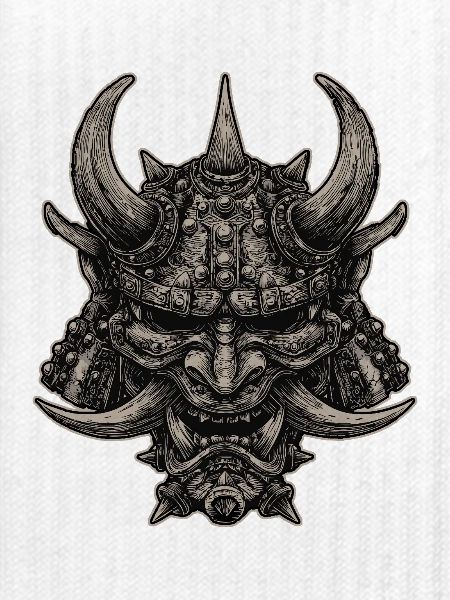Dämonischer Samurai Helm Oni Maske