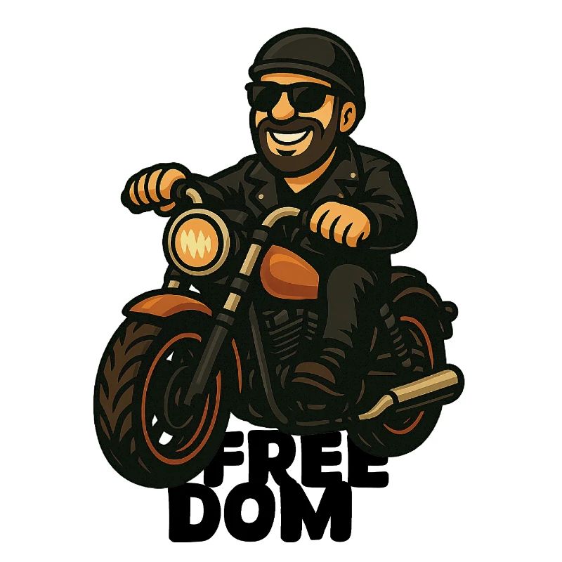 Casual Biker on Motorcycle Comic