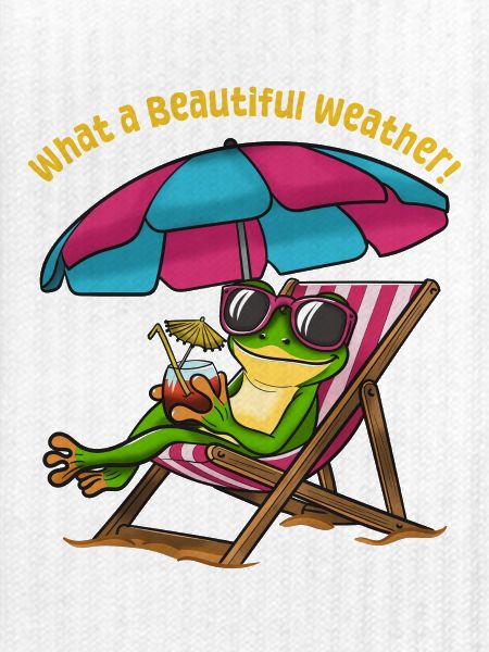 Frosch im Strandliegestuhl