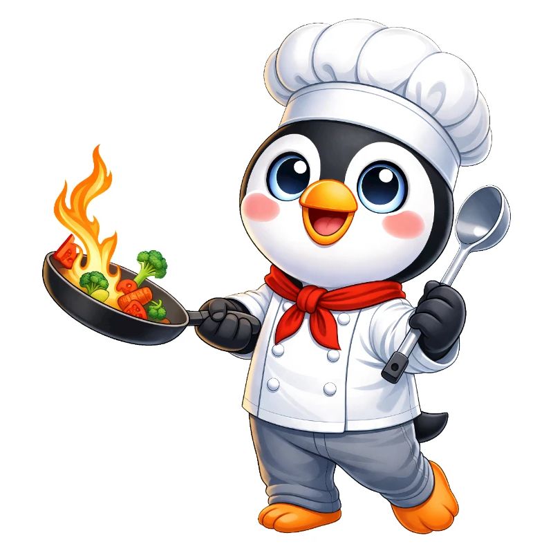 Cuisine animée de dessins animés Chef pingouin mignon