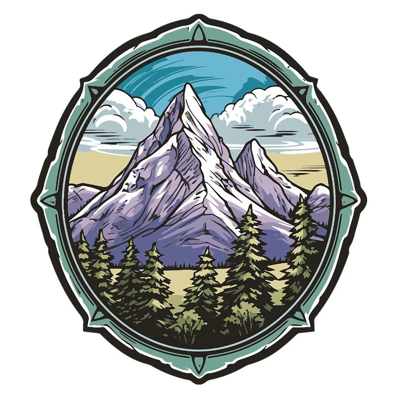 Mountain panorama in a forest frame