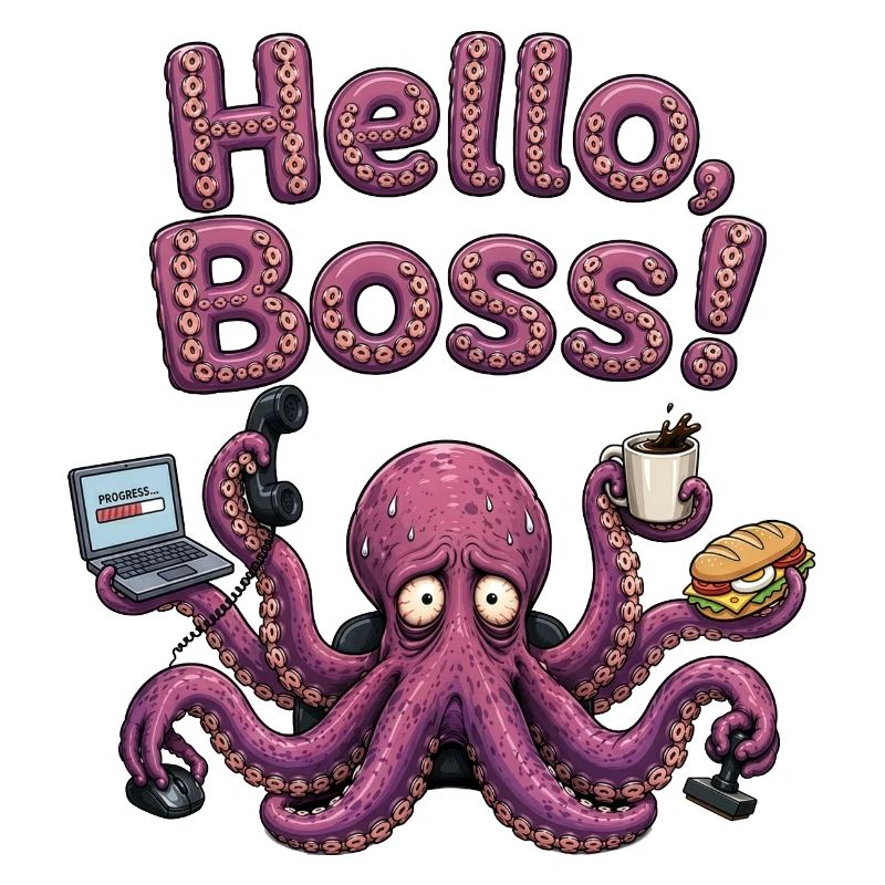 Hello Overworked Octopus Office Humor chef