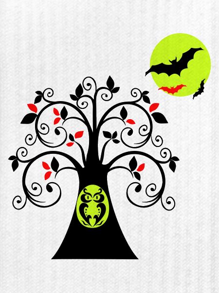 Baum mit Eule Halloween