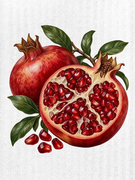 Granatapfel geöffnet zu Ruby Chambers