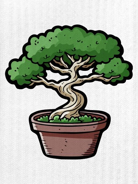 Comic Bonsai Baum