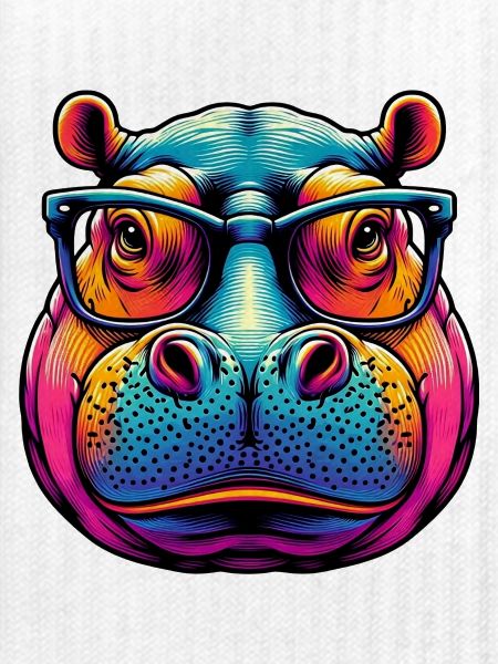 Nilpferd mit Brille