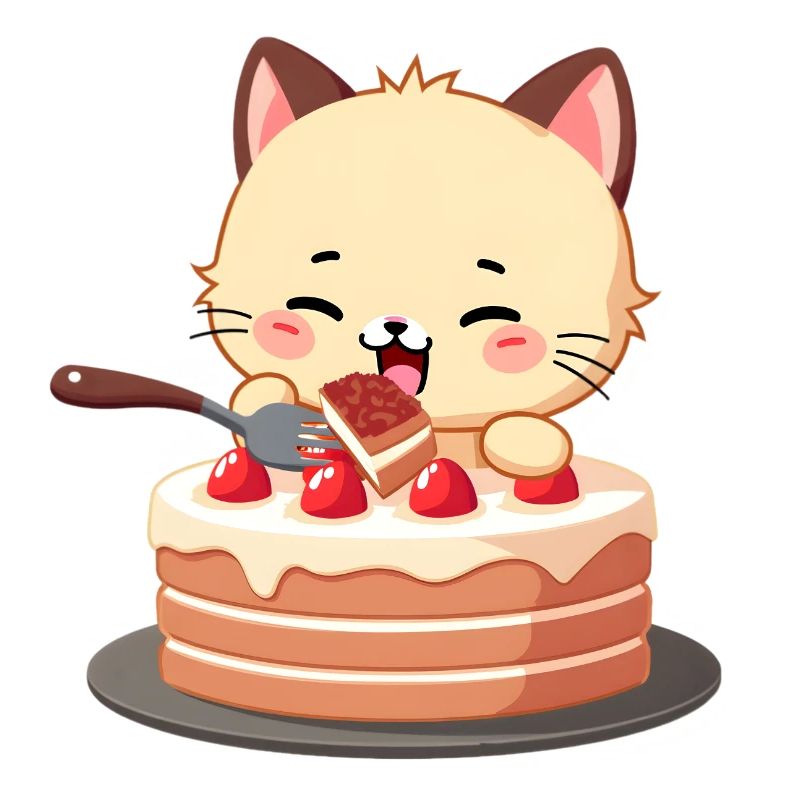 Cat eats cake