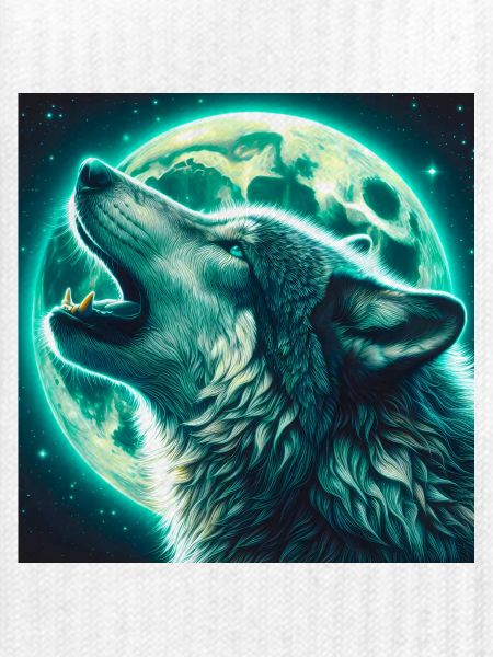 Wolf heult zum Vollmond