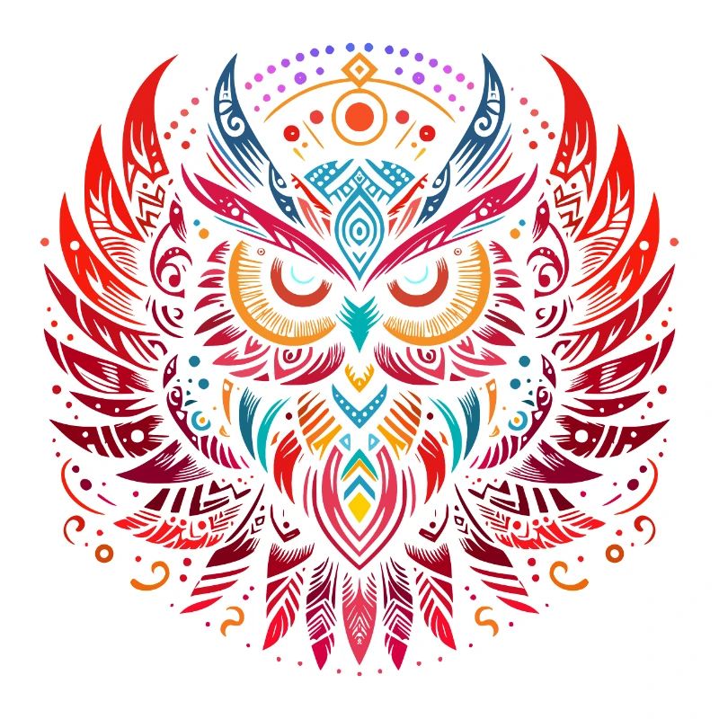 Tribal Eule Mehrfarbig Vogel Eule Geometrisch