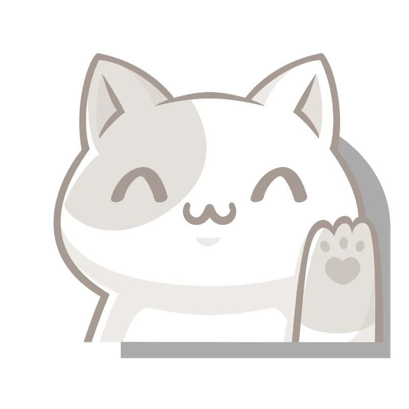 Waving Kawaii Cat, Chibi Style Lucky Charm