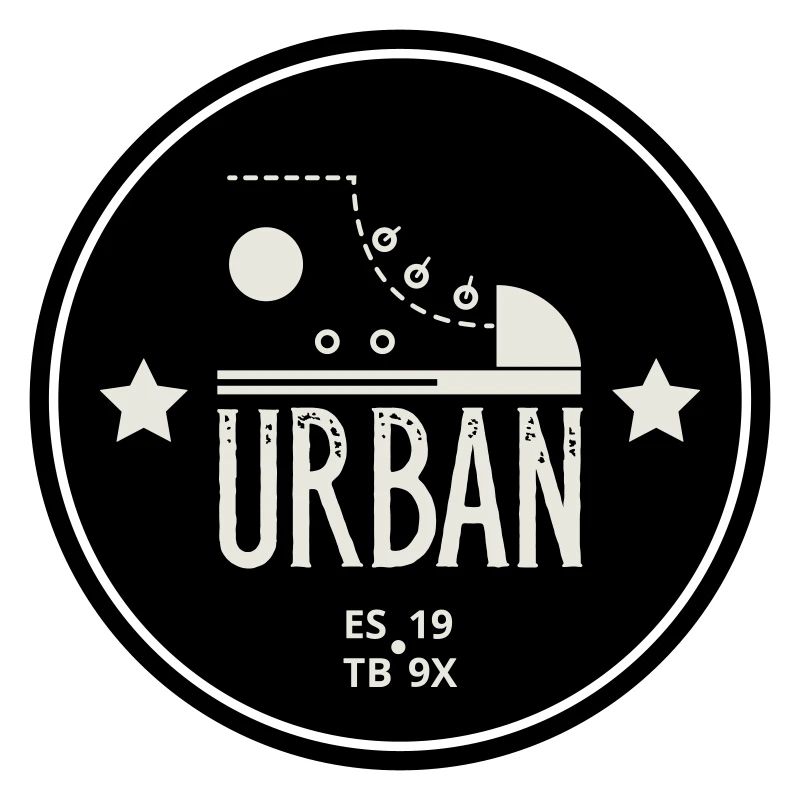 Urban Style Badge Featuring Red Sneaker and Bold 