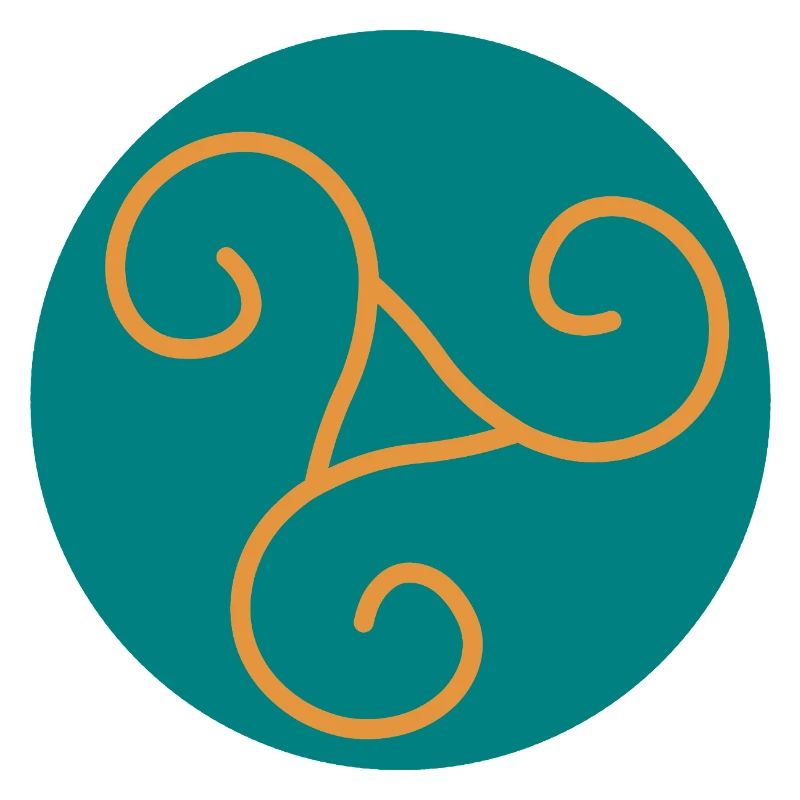 Decorative triskel in orange scrolls