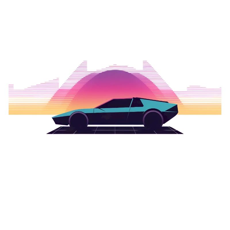 Synthwave Auto Outrun Grid Sunset 80s