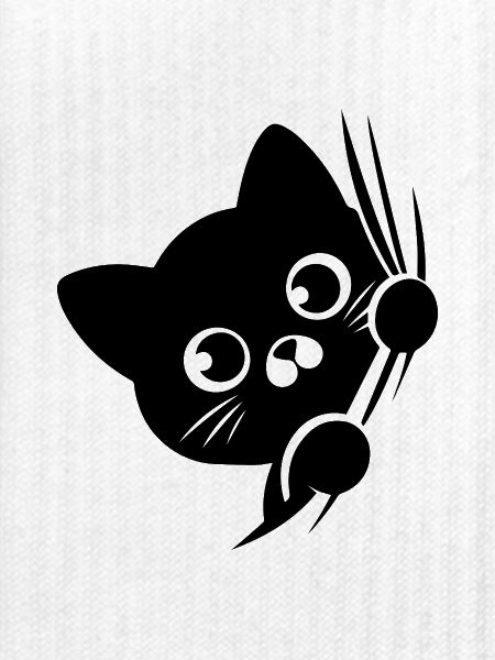 Verdutzte Katze hinter dem Vorhang