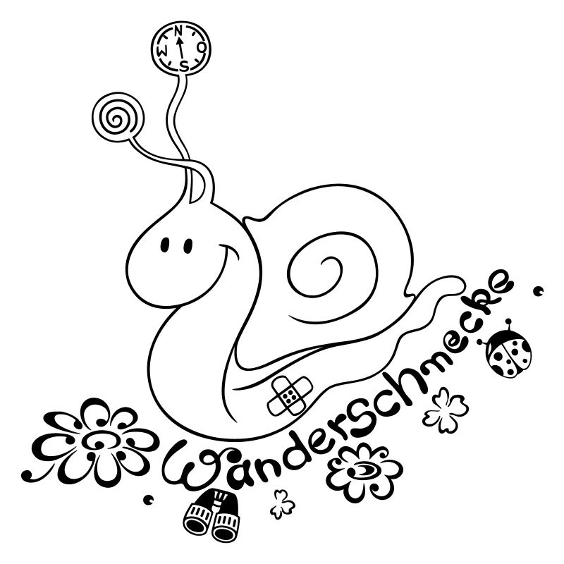 Snail with compass, binoculars, ladybird