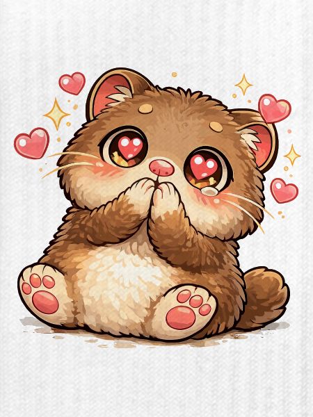 Kawaii-Kätzchen Herzaugen