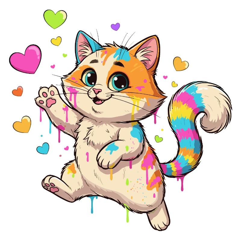 Bunte Farbklecks Katze