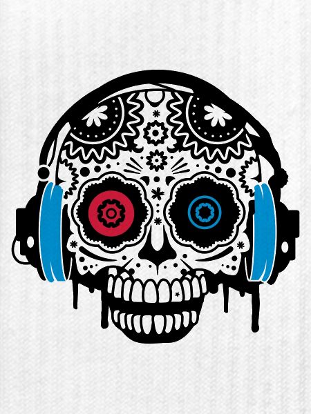 Sugar Skull mit Kopfhörer