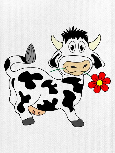 Kuh mit Blume im Maul