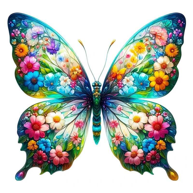 Papillon décoré de fleurs