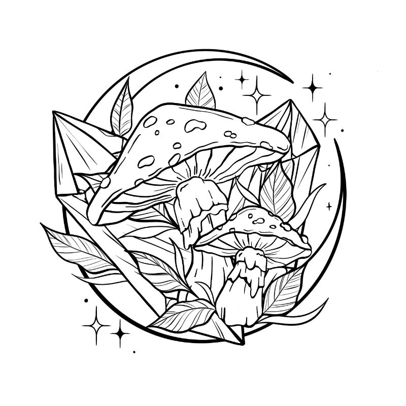 Witchy Toadstool with Magic Crystal