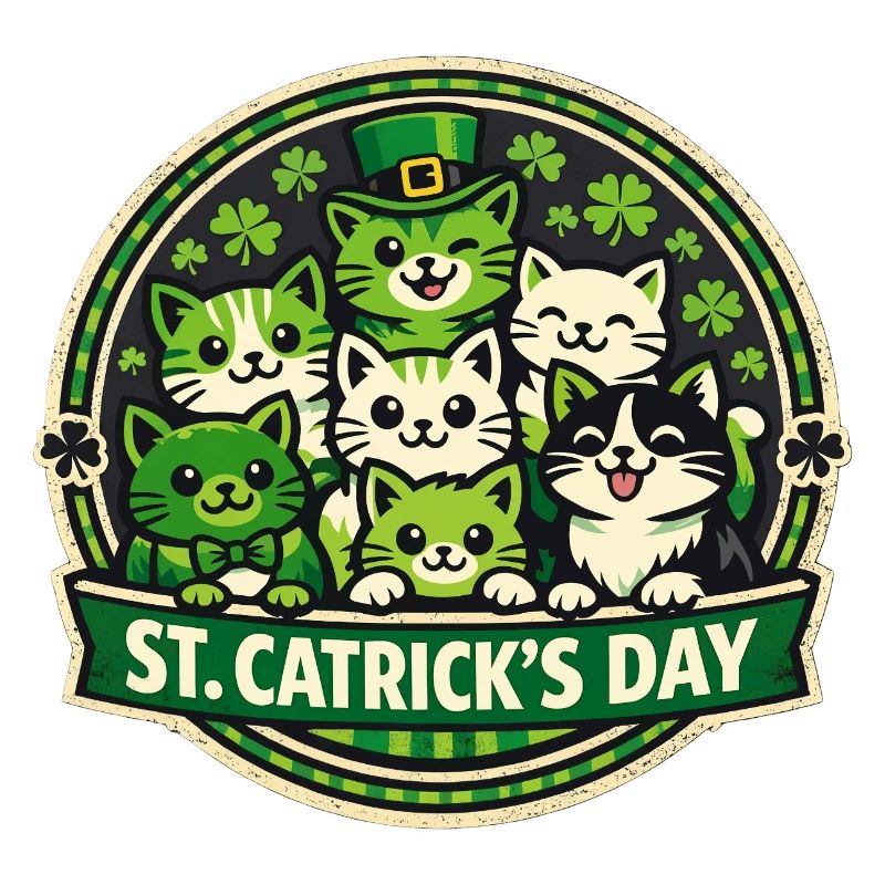 St. Catricks Day Süße Katzen Kätzchen Irisches Kleeblatt