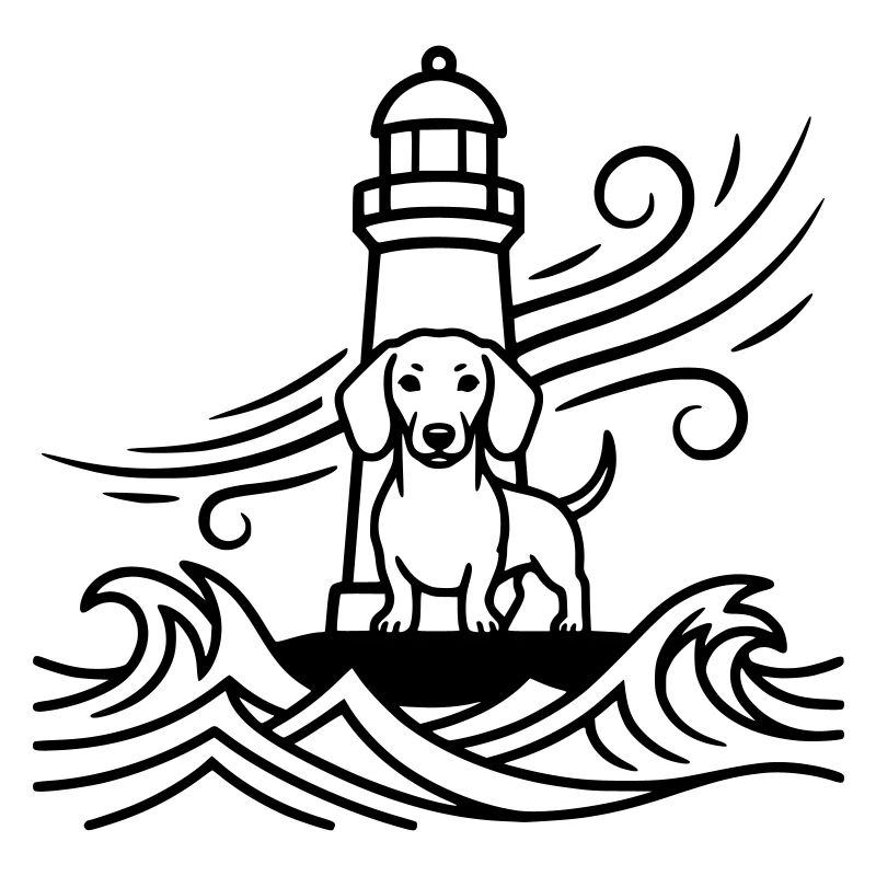Mer du phare de tempête du teckel